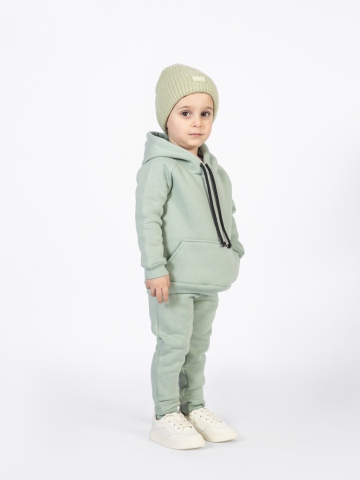 296-ОЛ. Свитшот с капюшоном  + Штаны, хлопок 65%, 35% ПЭ, 3-х нитка (начес) оливковый 80,86,92