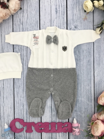 Купить оптом 302-С. Комбинезон складки  хлопок 80% велюр, 20 % ПЭ, р 56,62 , серый в Петрозаводске